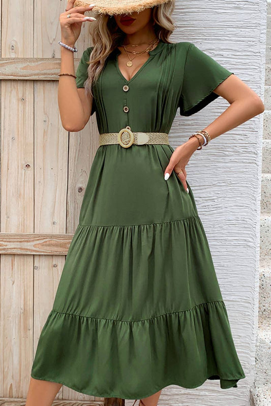 CWDMD4472_2025 NEW CASUAL V-NECK LOOSE MID-LENGTH DRESS