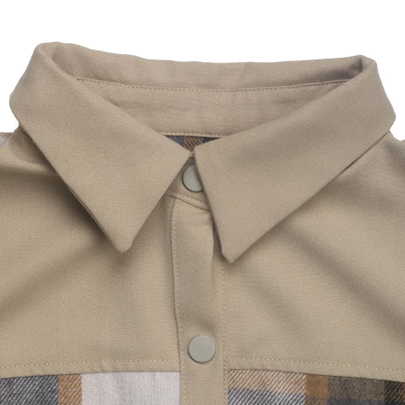 Fashionable lapel check long-sleeved shirt