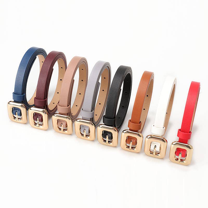 Simple alloy square buckle women's belt
