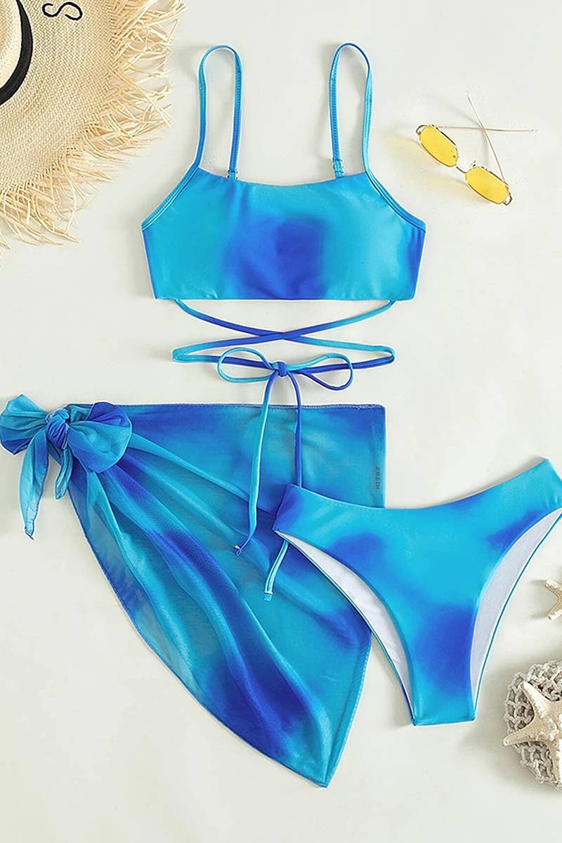 CWMW0803_TIE DYE BIKINI SWIMSUIT WOMEN'S THREE PIECE SET