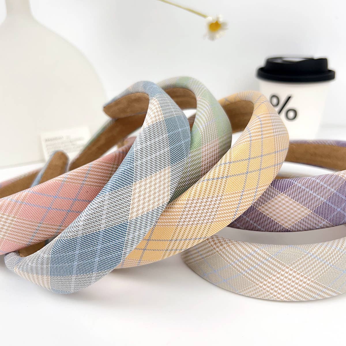 fresh checkered versatile and simple hair band