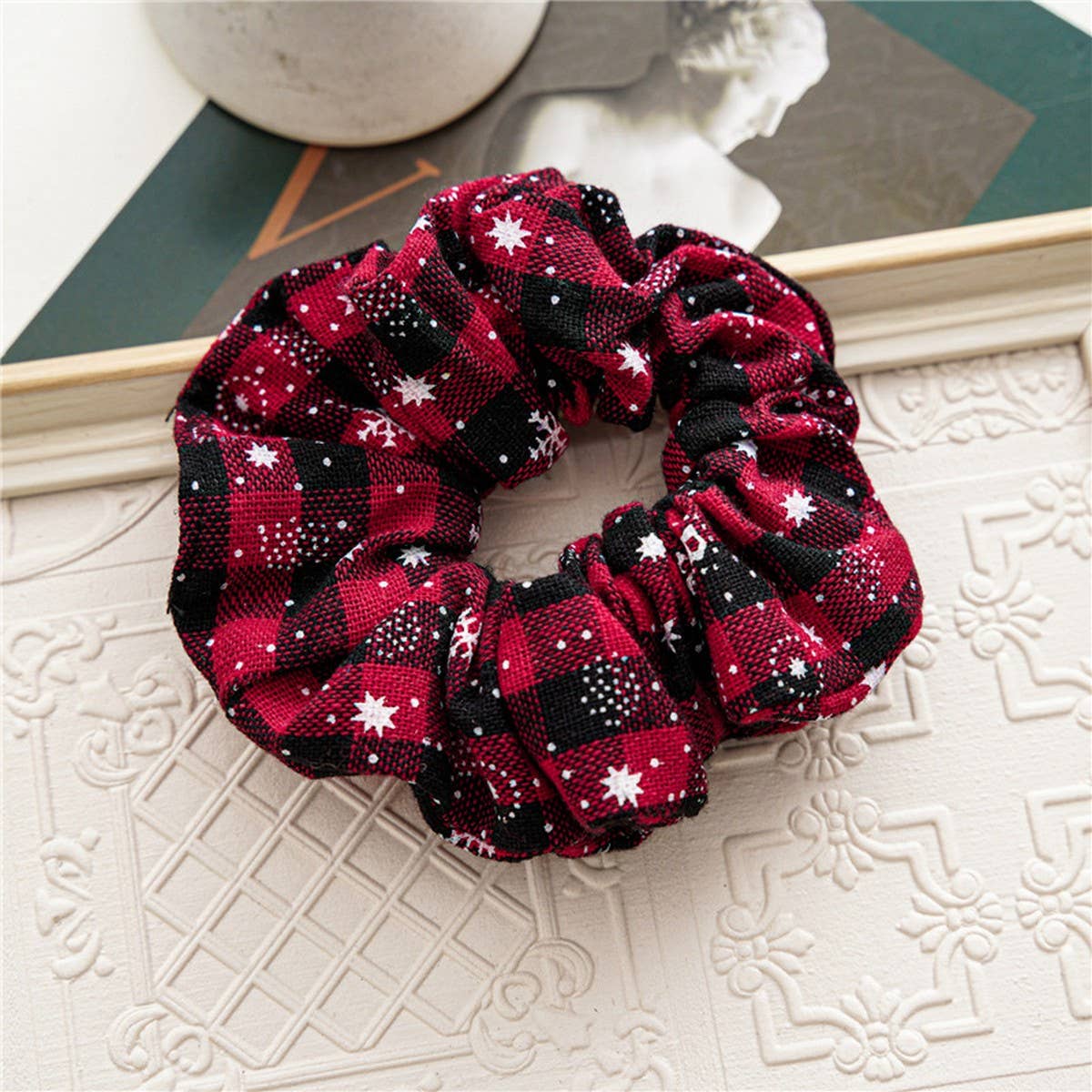 CHRISTMAS PLAID SIMPLE CRUMPLED HAIR BAND