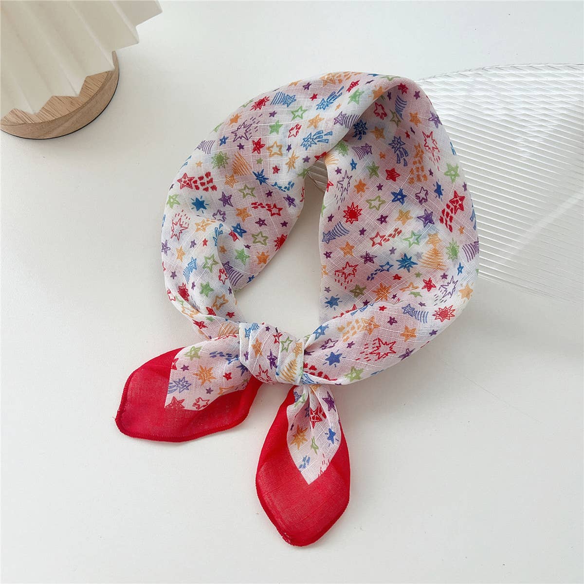 Cotton Linen Square Scarf - Breathable Neck Wrap