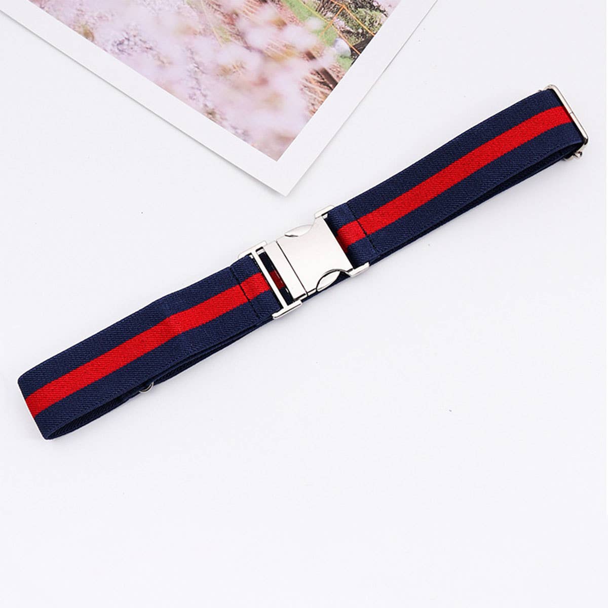 ALLOY BUCKLE ADJUSTABLE ELASTIC BRAIDED BELT_CWABE0676