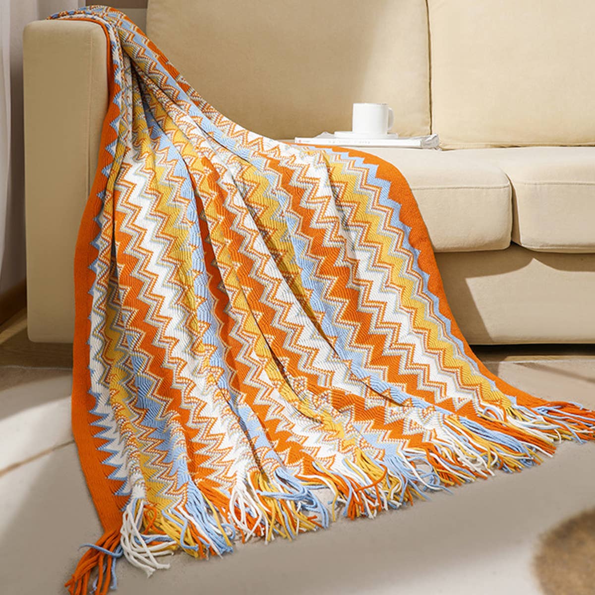 KNITTED STRIPED SOFA BLANKET BLANKET