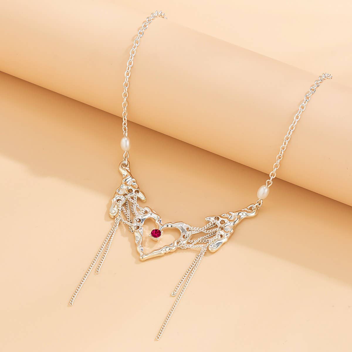 HEART TASSEL PERSONALIZED RHINESTONE NECKLACE