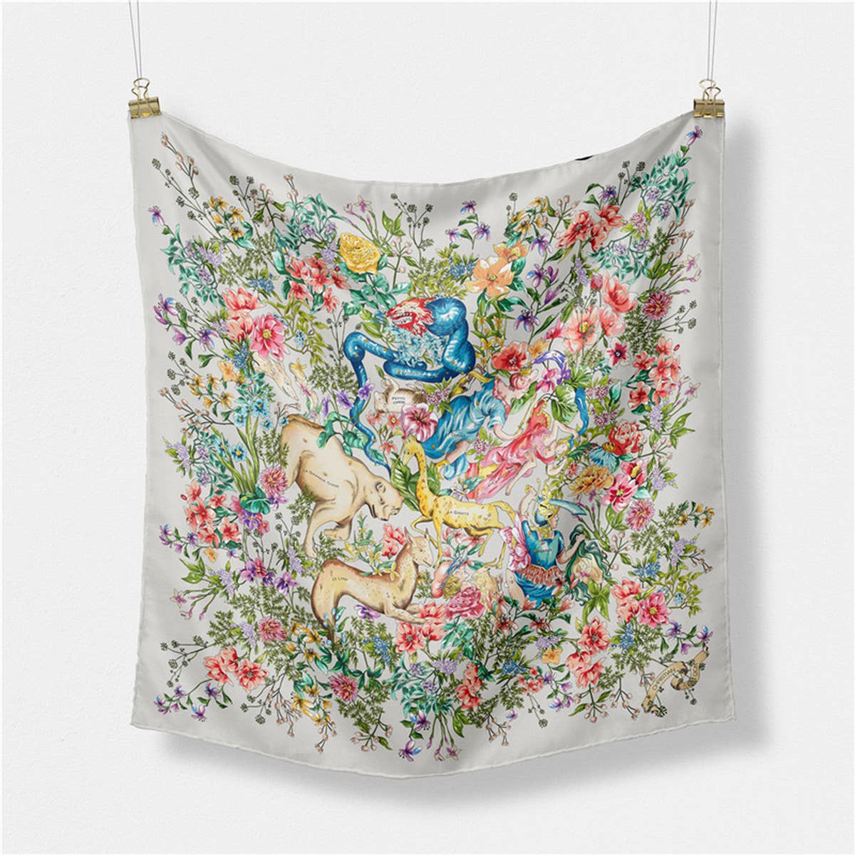 Elegant Floral Twill Satin Scarf for Shawl Wrap