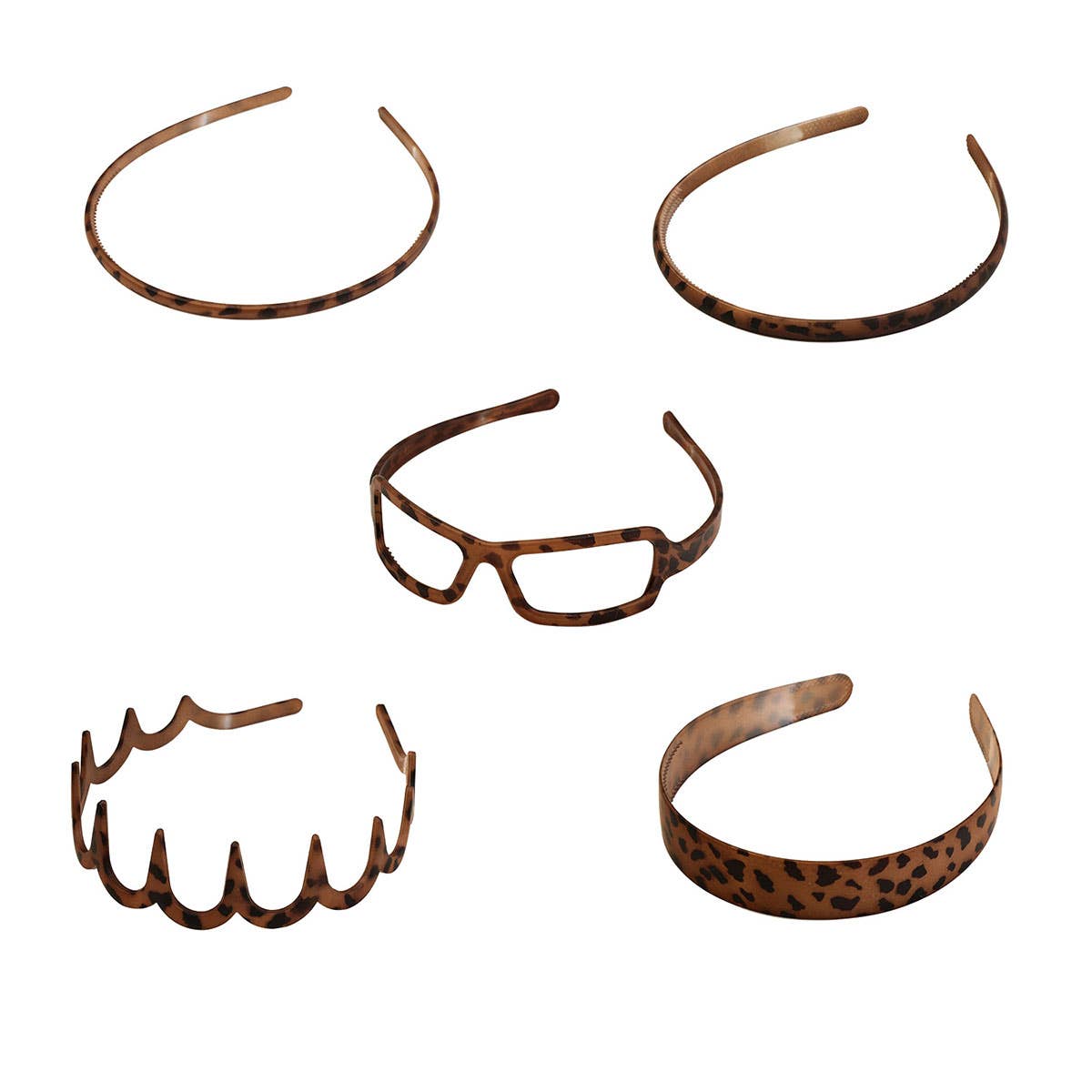 Matte brown plastic leopard print hair band