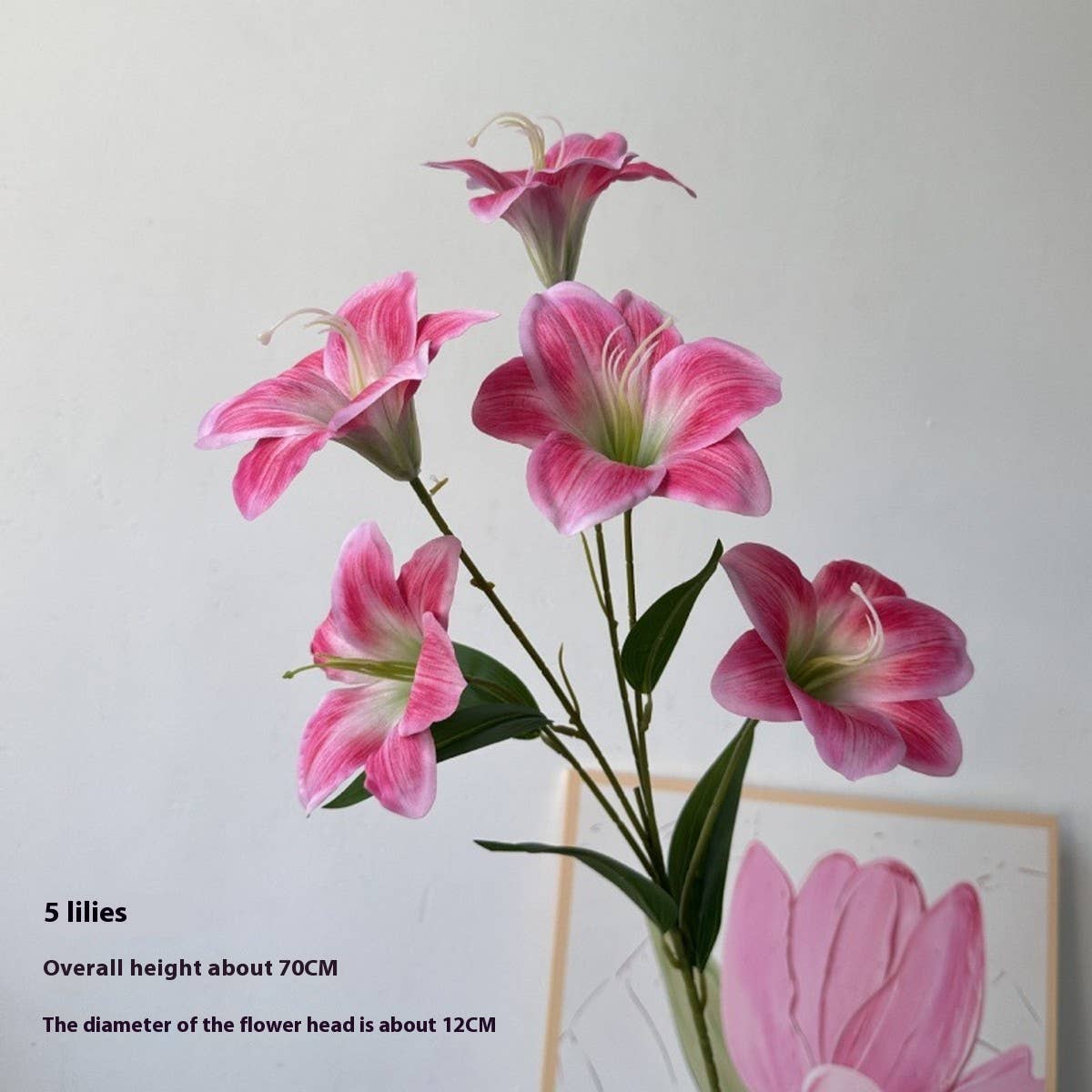 Artificial Amaryllis Lily Stem with 5 Blooms_CWMM6503