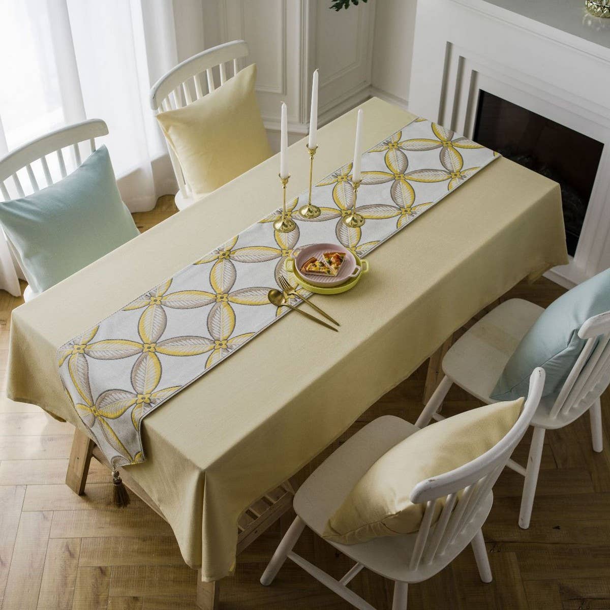 NORDIC JACQUARD TASSEL SIDEBOARD TABLECLOTH_CWMM1013