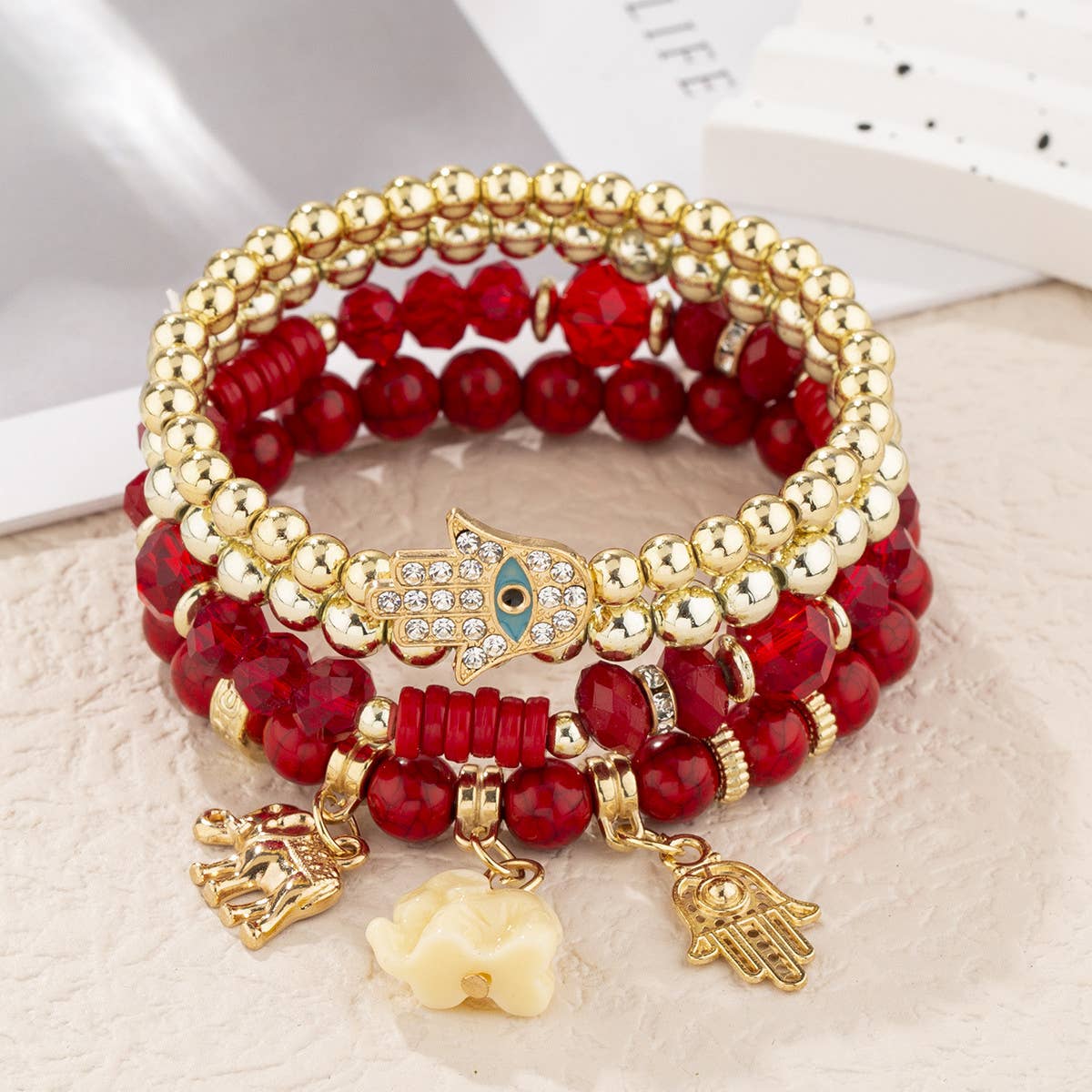 TASSEL MULTI-LAYER MIXED COLOR BEADED BRACELET