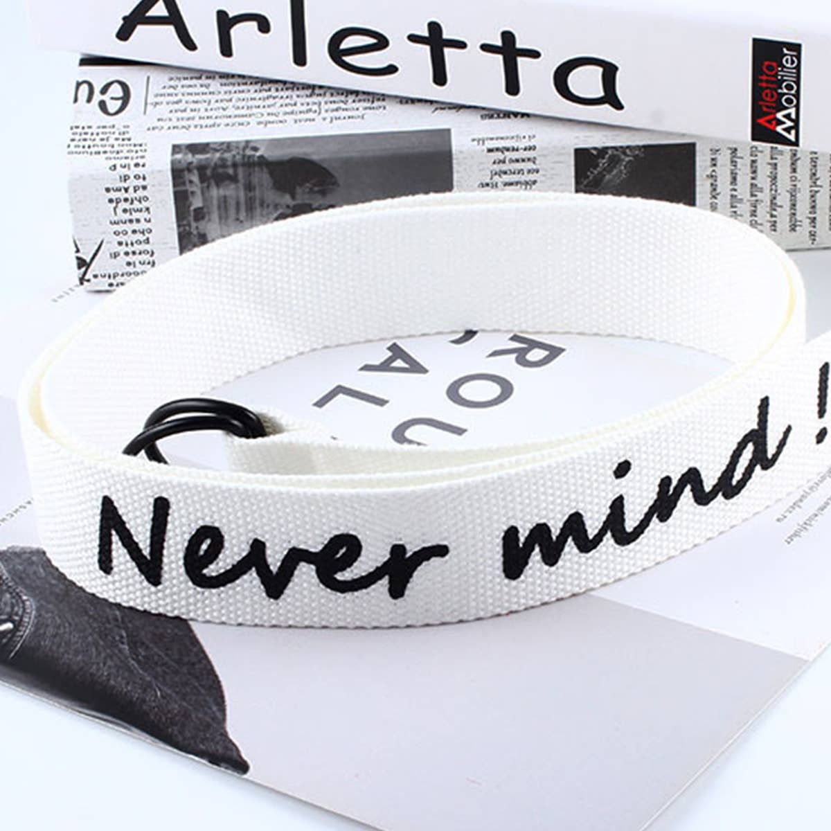 CWABE0959_SIMPLE CASUAL CANVAS DOUBLE BUCKLE BELT