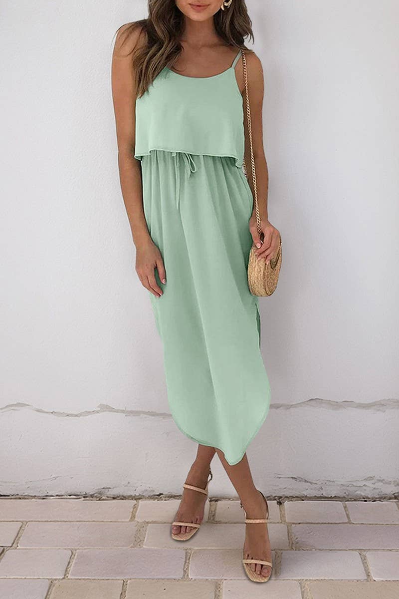 CWDMD5318_CASUAL SOLID COLOR ASYMMETRICAL SPLIT DRESS