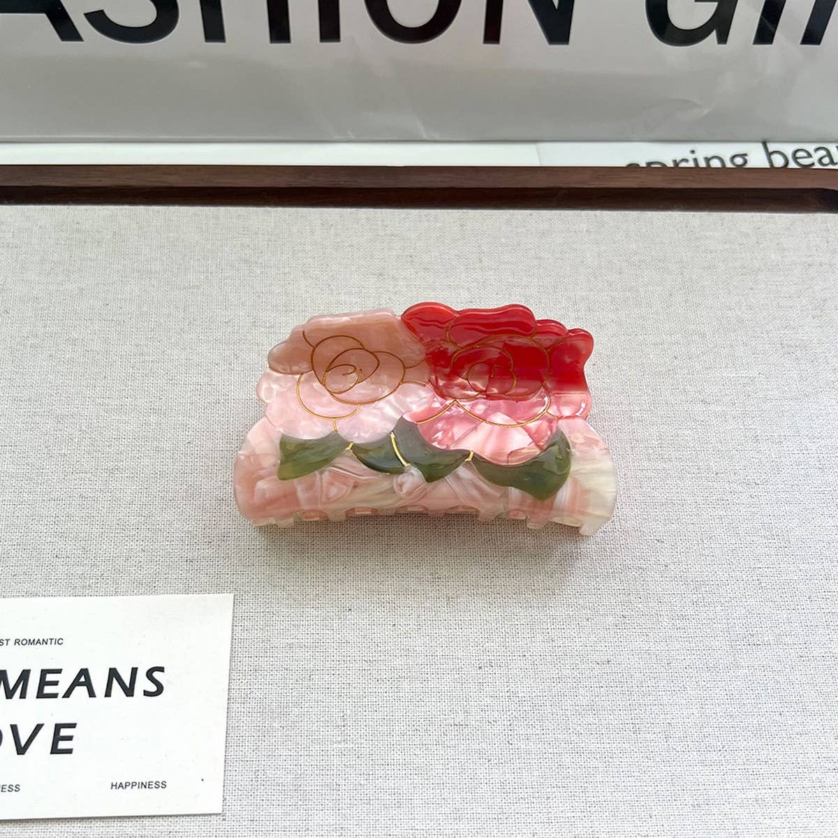 Vintage Two-Flower Acetate Clip ? Elegant Style