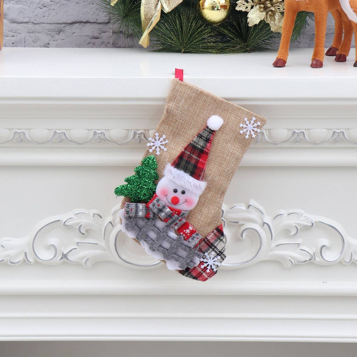 SANTA CLAUS SNOWMAN SOCKS GIFT CHRISTMAS BAG