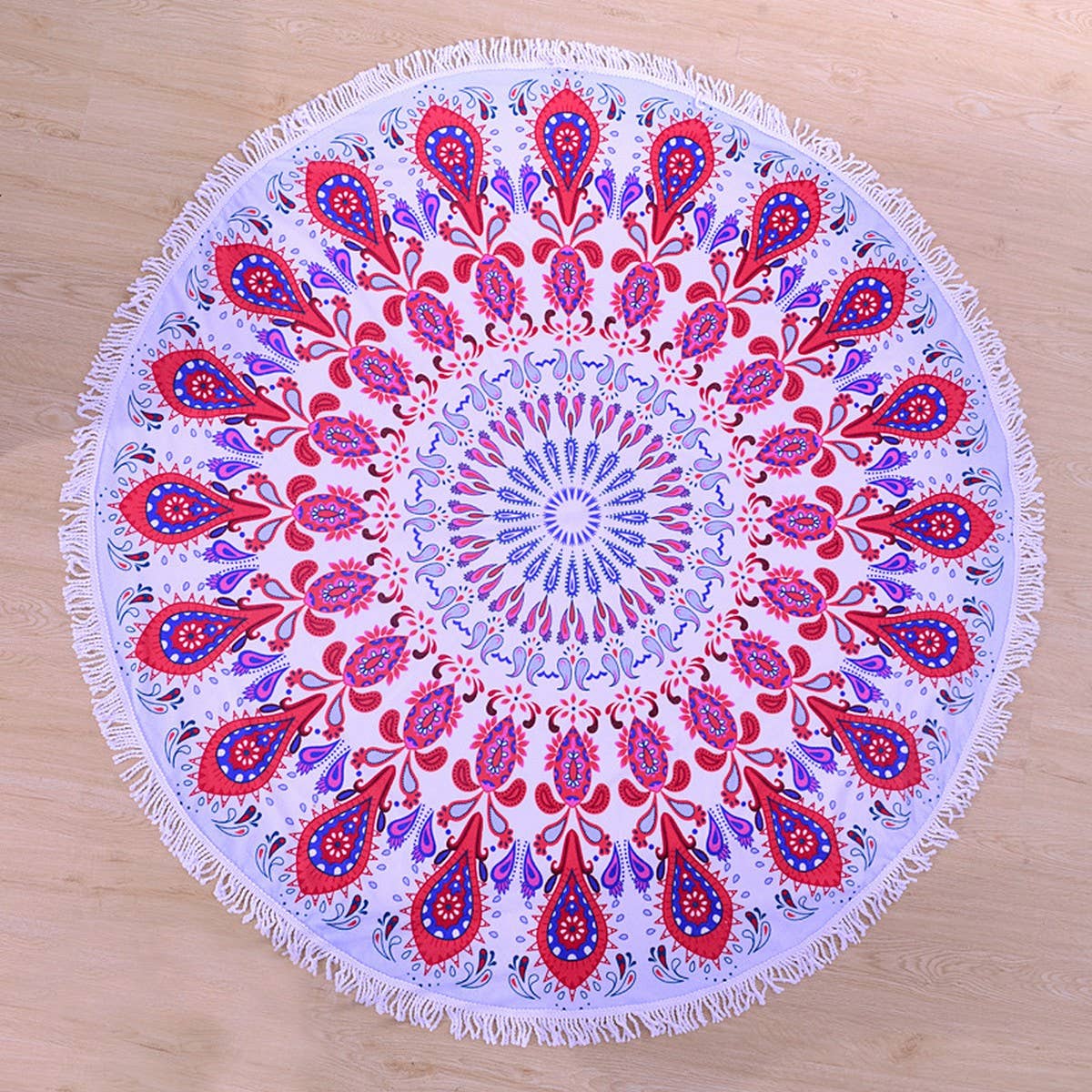 Round Microfiber Tassel Beach Towel Blanket