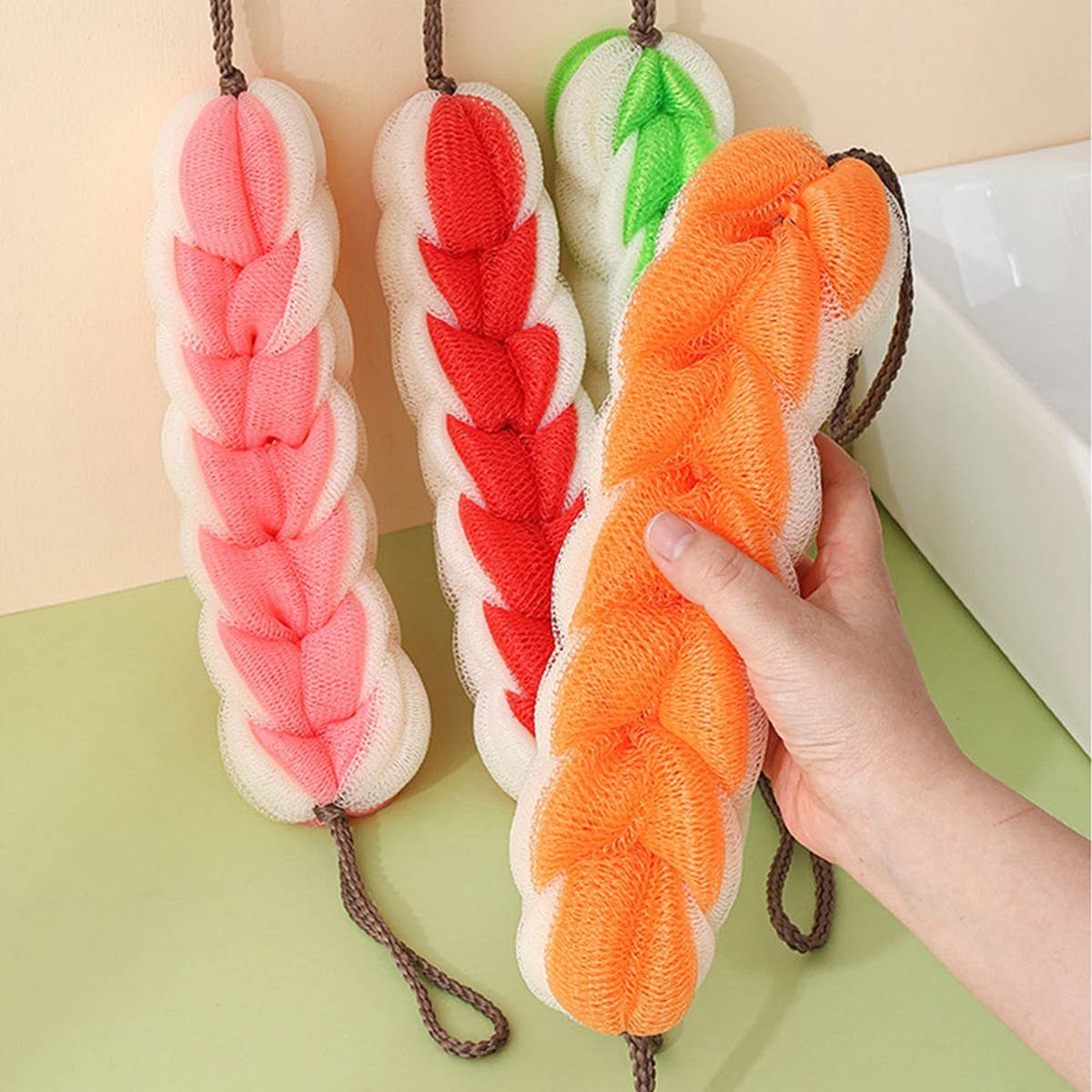 BATH POUF DOUBLE LAYER LARGE THICK LONG BATH BALL_CWMM3367