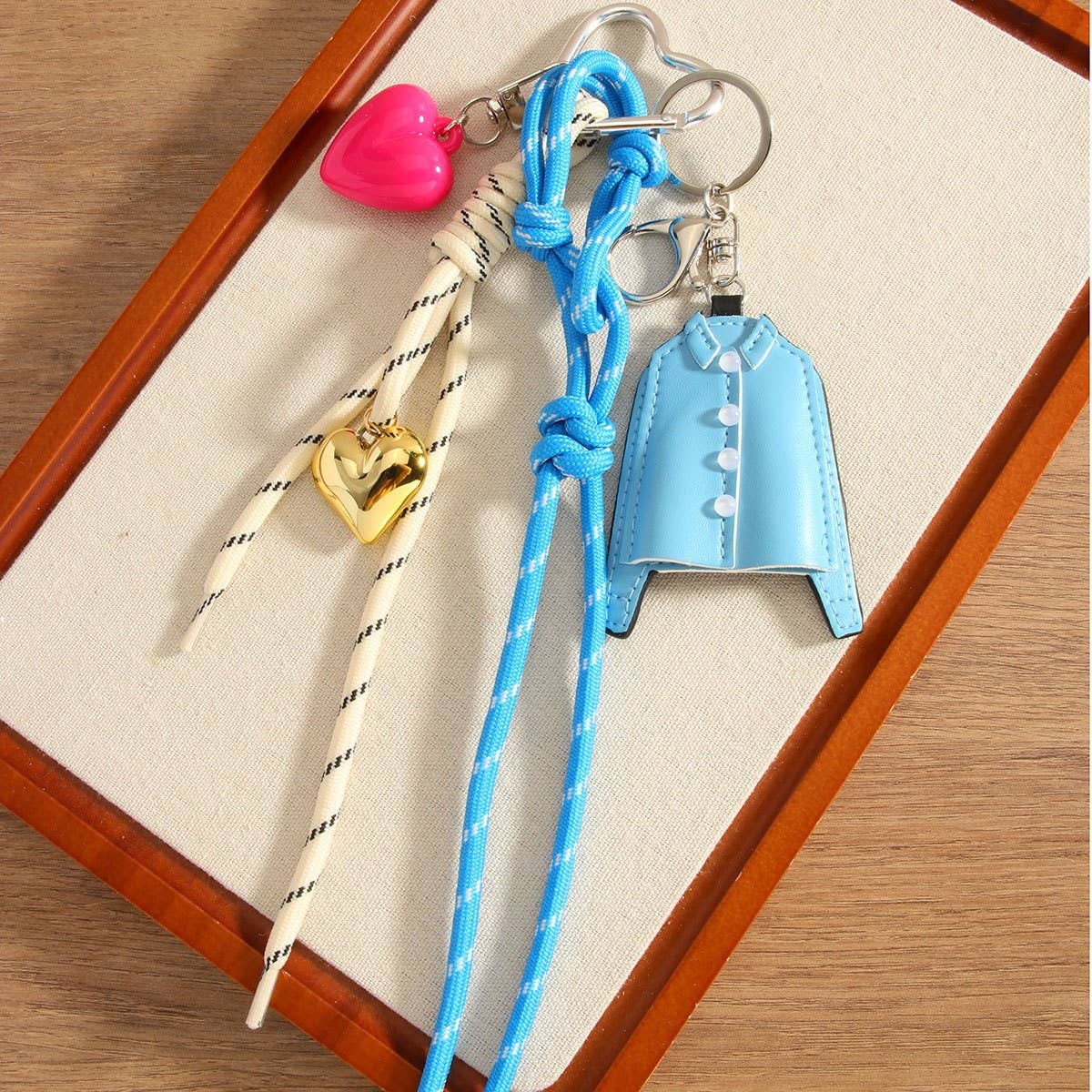 Quirky PU Shirt Keychain with Heart Detail_CWMM7634