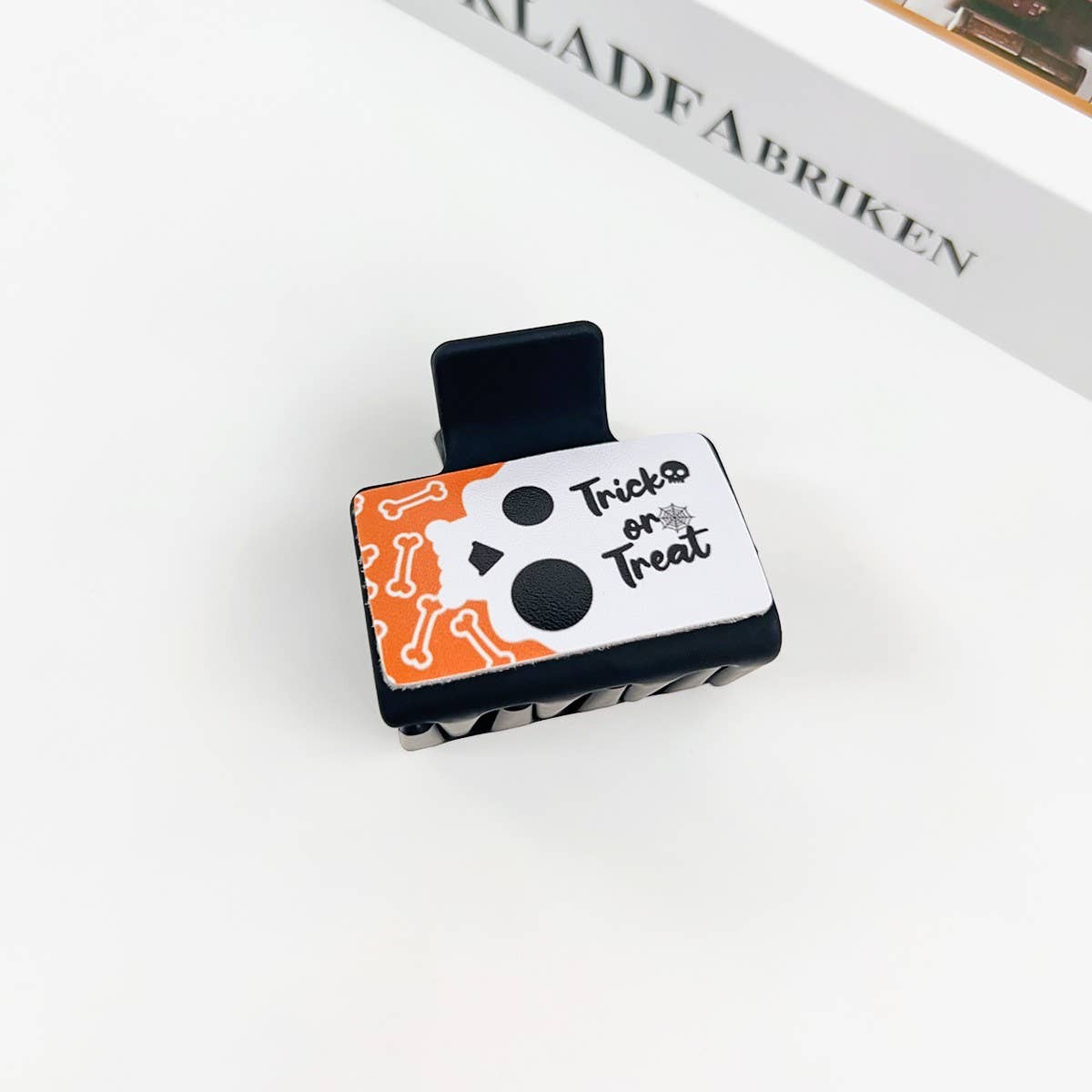 Gothic Halloween Claw Clip, Pumpkin & Ghost Design_CWAHA1443