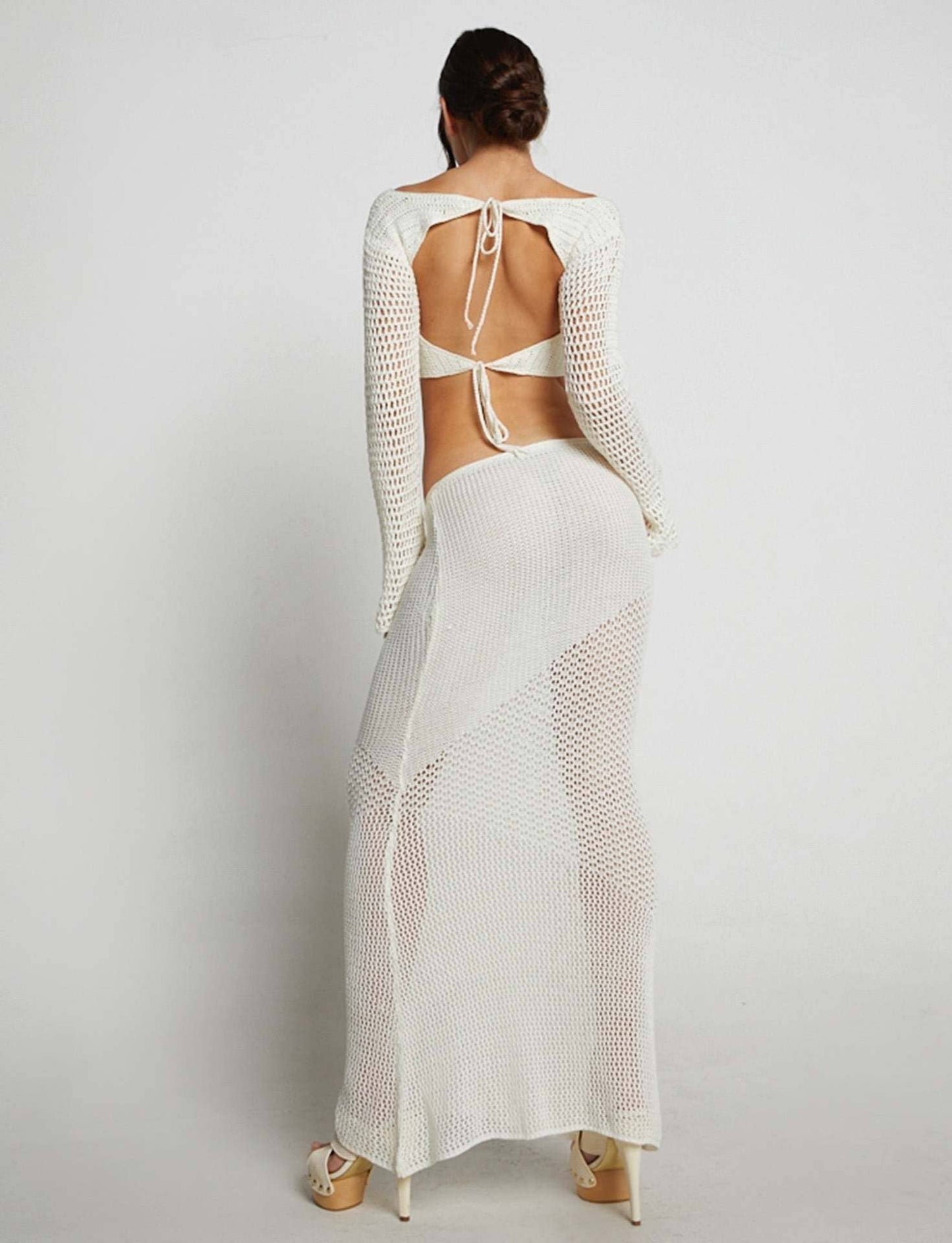 LONG SLEEVED TETHERED HIP KNIT DRESS SET