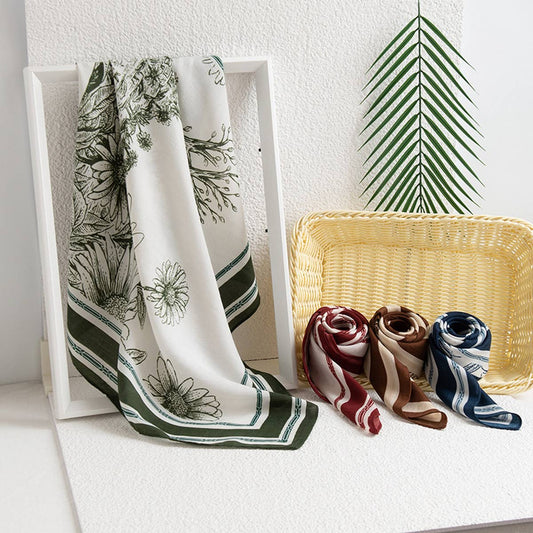 VERSATILE SHIRT RETRO PLANT PRINT SQUARE SCARF