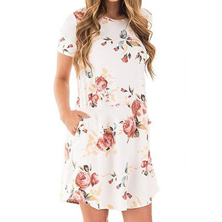 PRINT DRESS WITH IRREGULAR HEM