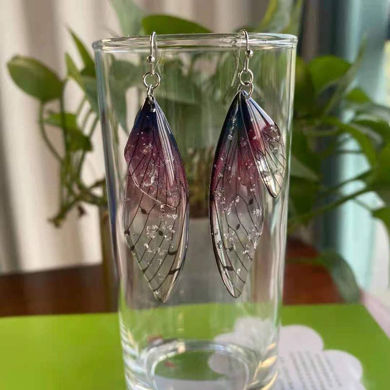 S925 Silver Cicada Wing Wing Butterfly Earrings