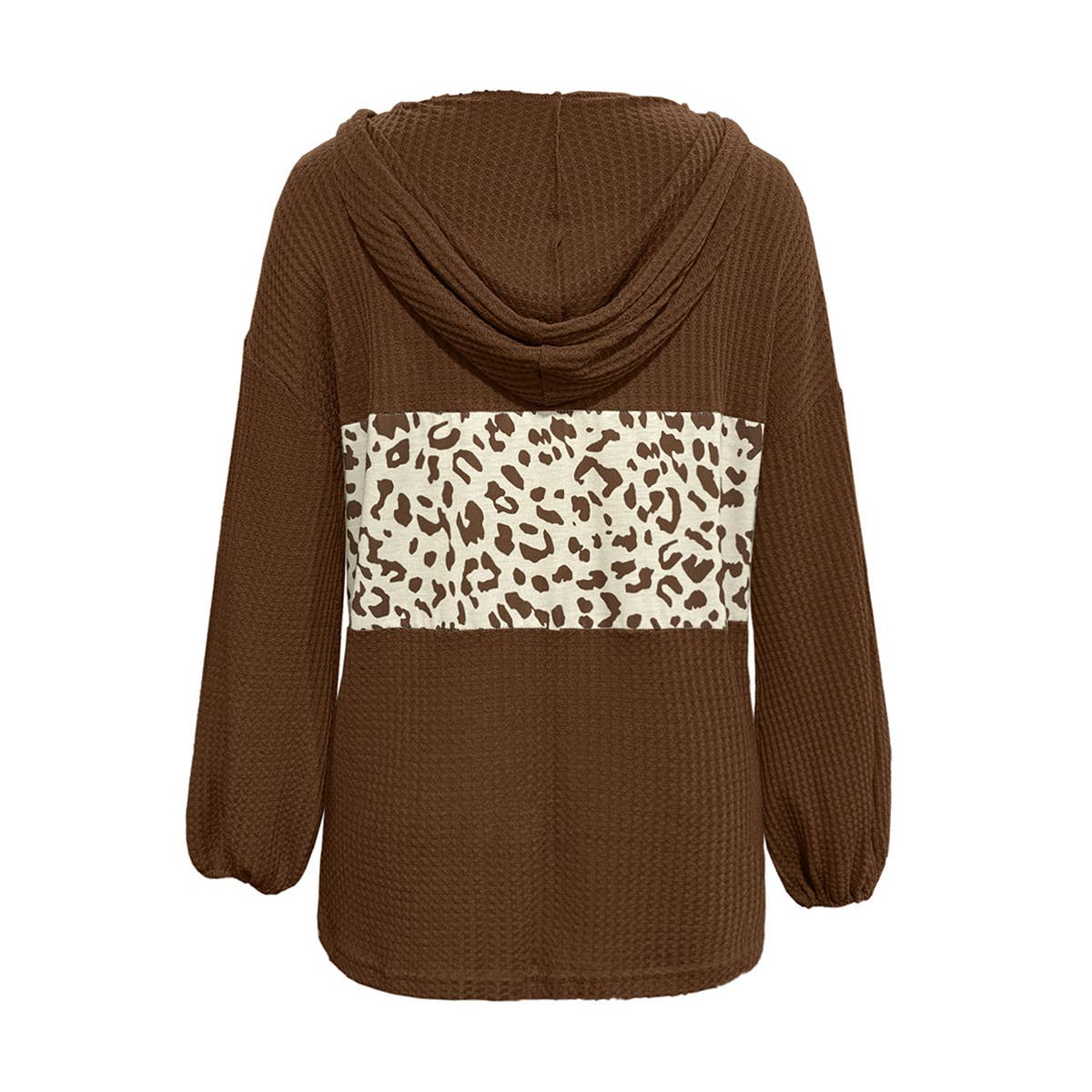 LEOPARD PRINT SPLICED LONG-SLEEVED HOODIE