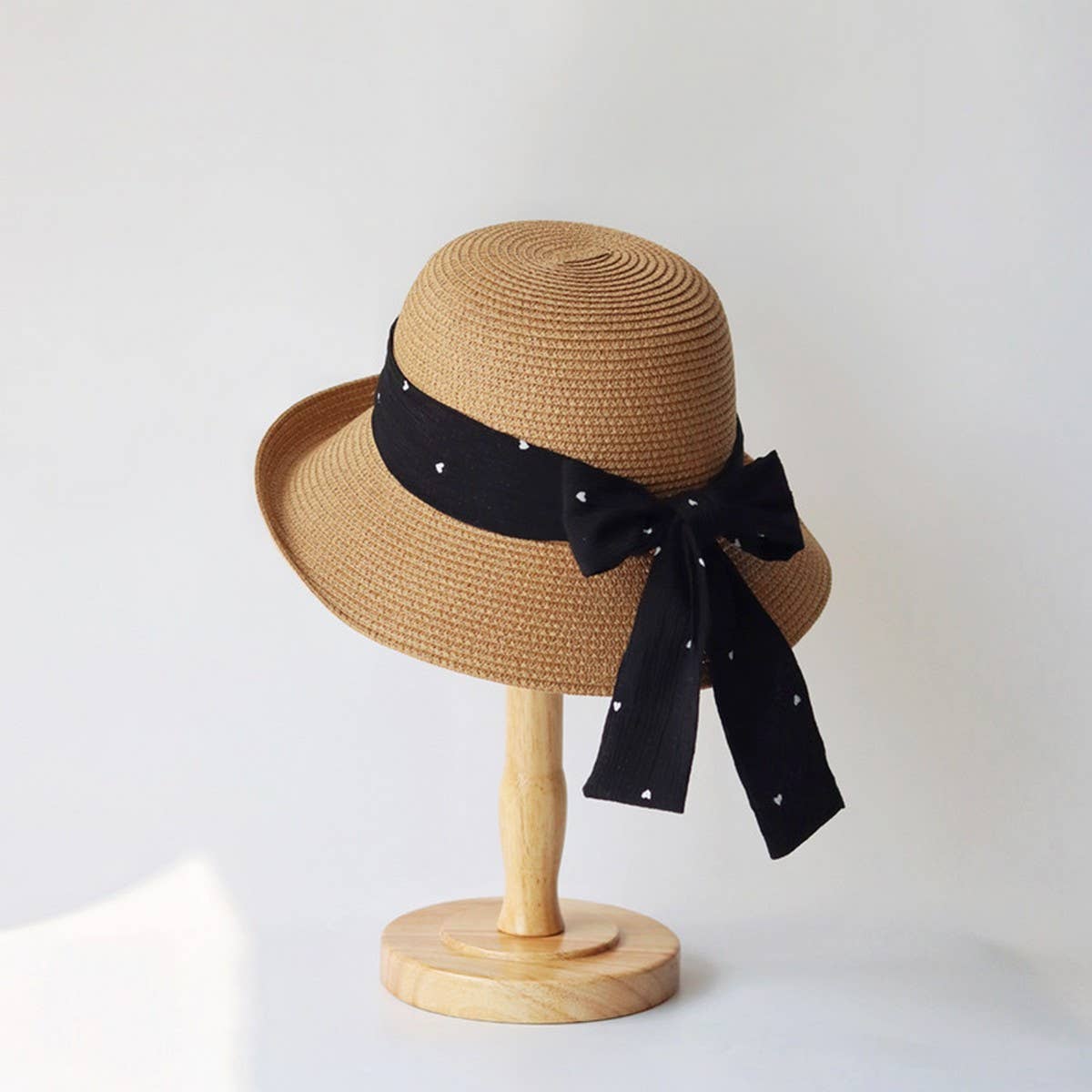 Summer women's polka dot bow straw hat_CWAH3504