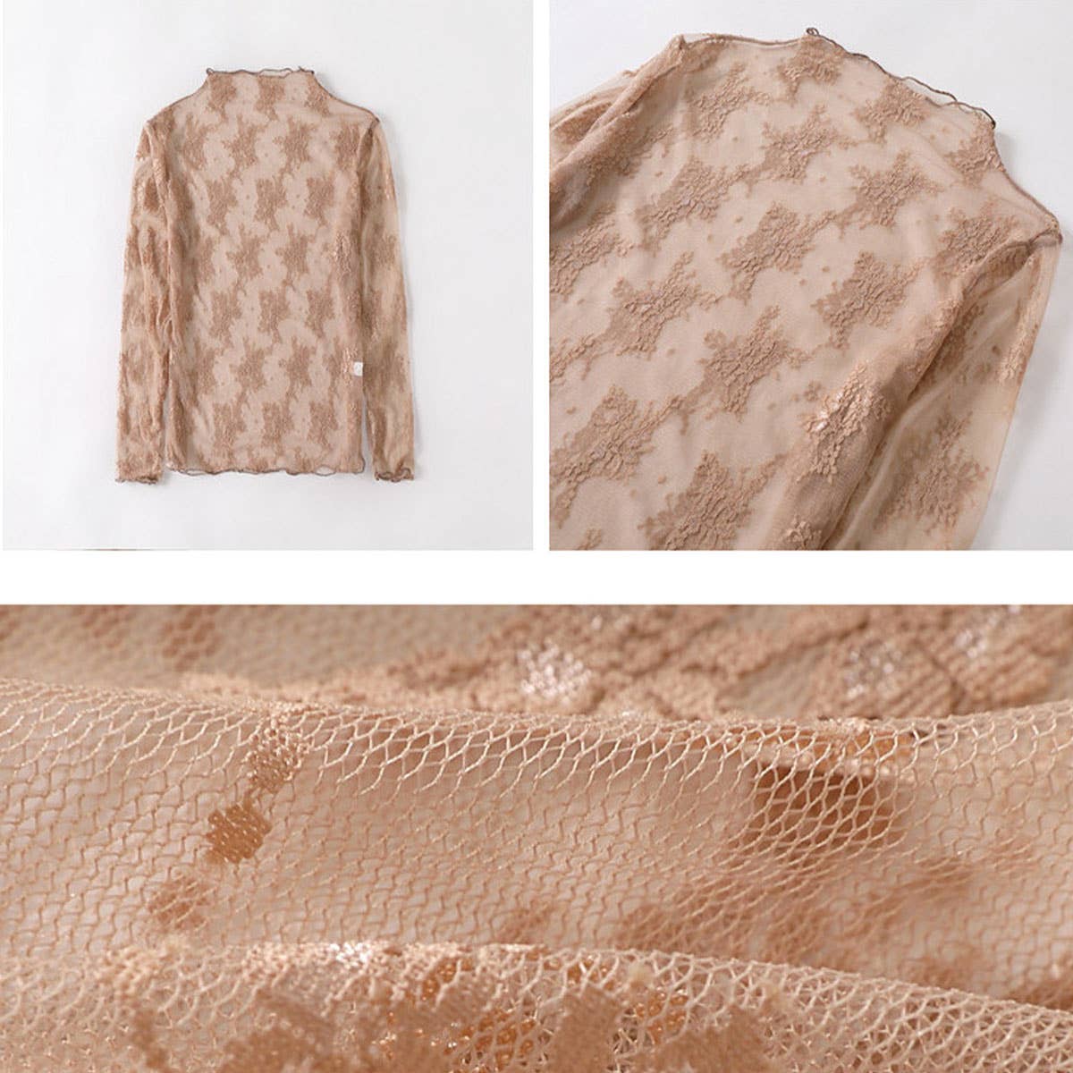 Sexy Mesh Blouse - Long Sleeve Lace Top for Women