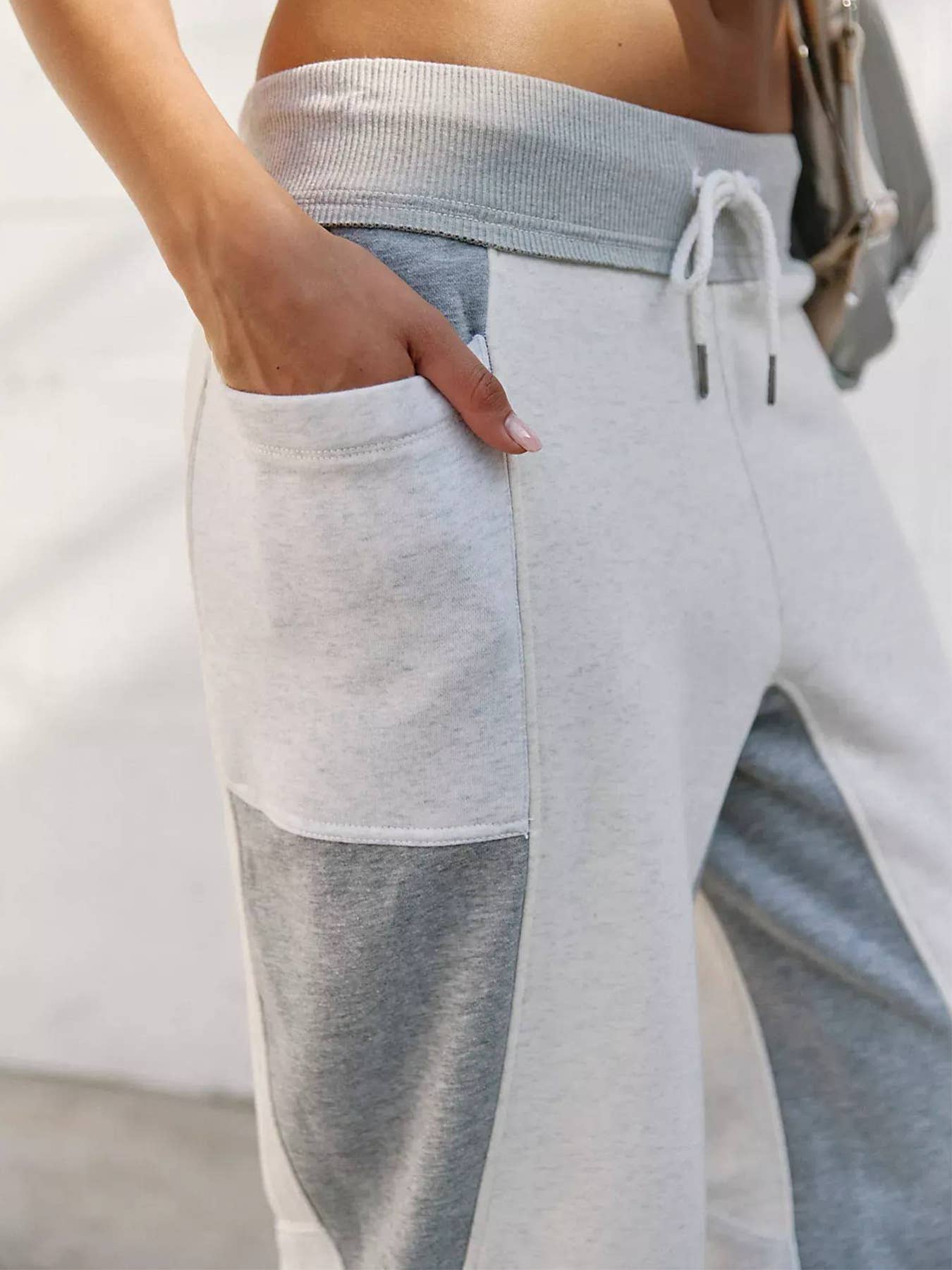 Spliced sports elastic waist guard pants