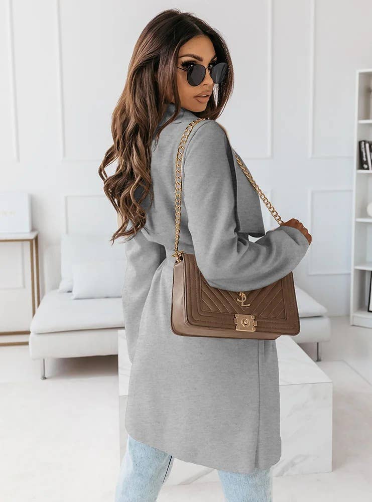 FASHION LONG SLEEVE LACE-UP CARDIGAN SWEATER COAT