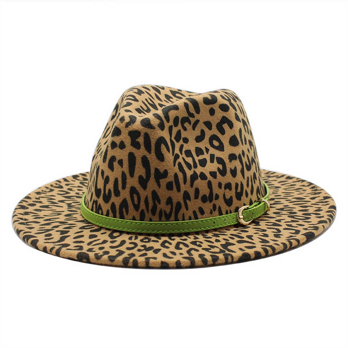 JAZZ HAT LEOPARD PRINT WOOLEN HAT WIDE BRIM HAT_CWAH2601