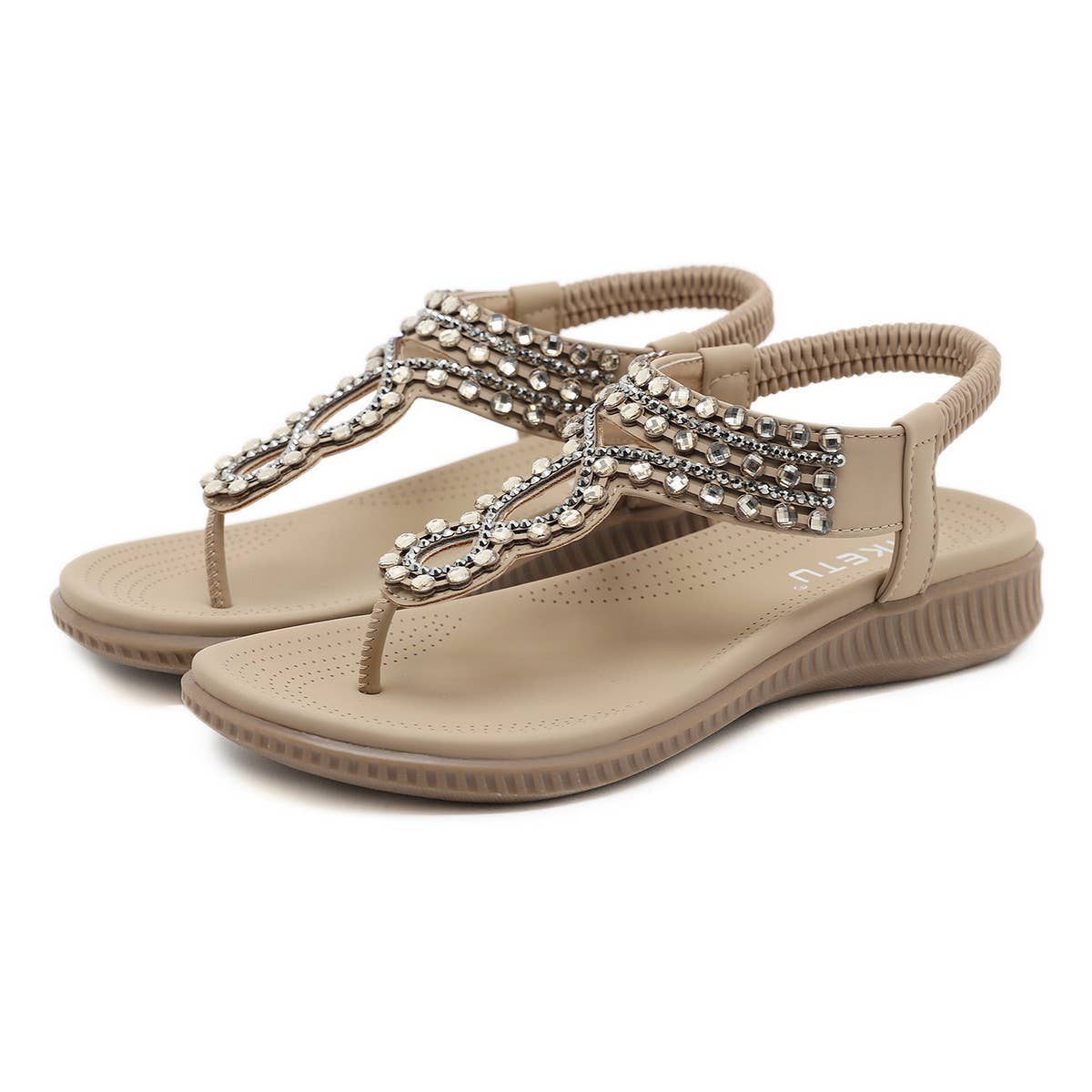 CRYSTAL BEADED DECORATIVE PINCH TOE SANDALS