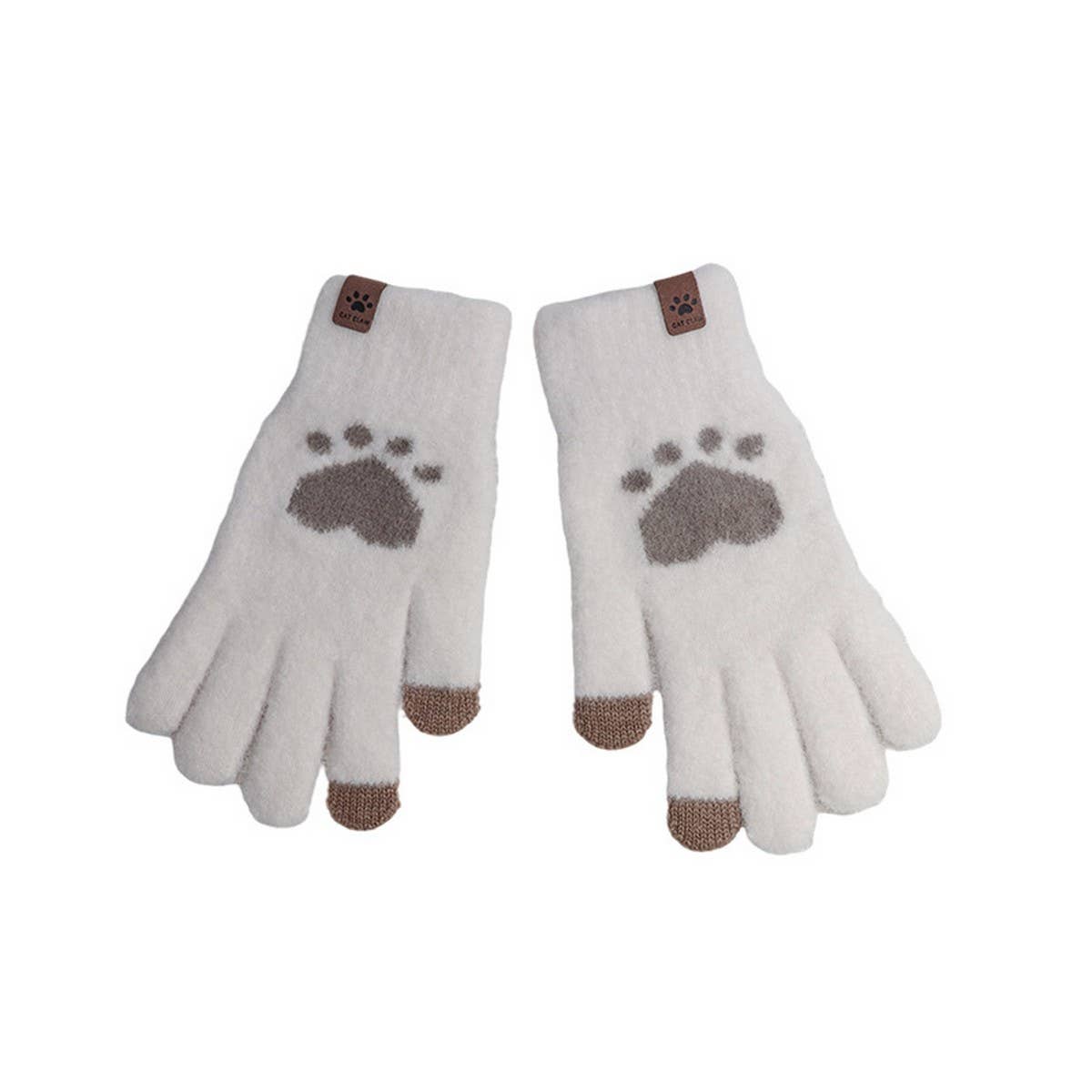 CWAG00572_WOMEN WINTER CAT PAW TOUCHSCREEN GLOVES