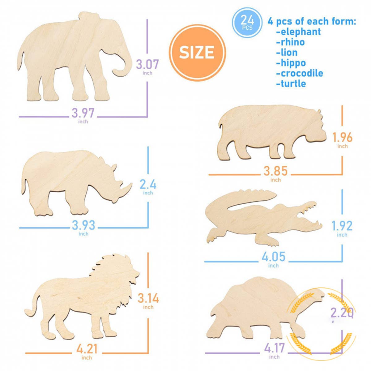 CWASC2676_JUNGLE ANIMAL HANDMADE DIY WOODEN CRAFTS