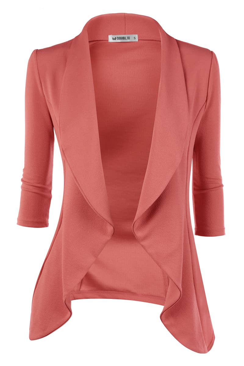 CWOBL089_Casual Work 3/4 Sleeve Open Front Blazer