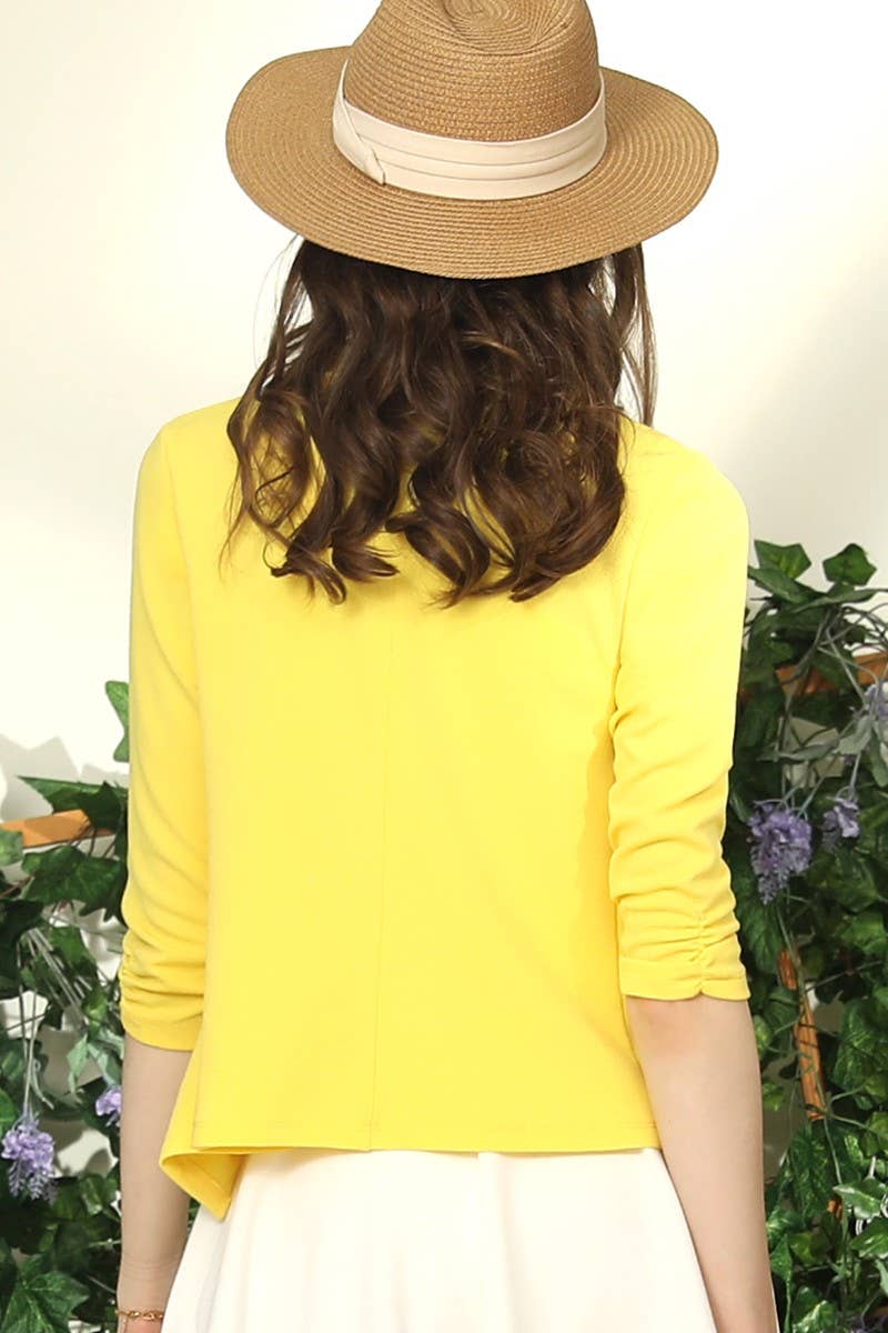 CWOBL041-P_PLUS SLEEVESHIRRING DETAILED OPEN CASUAL BLAZER