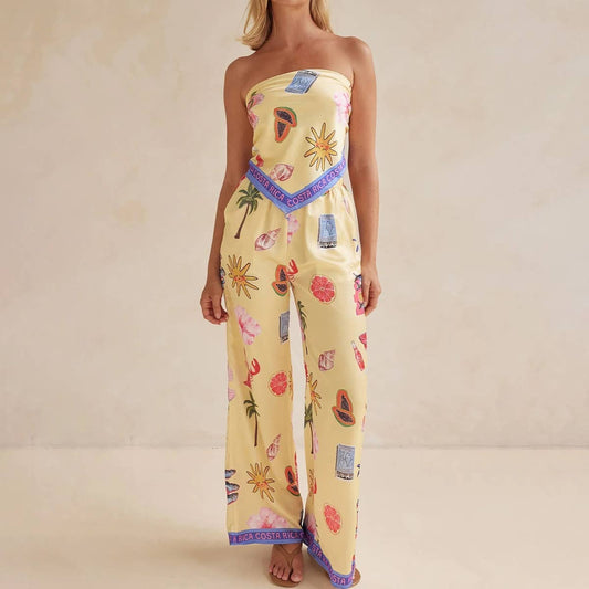 Fashion positioning sexy print strapless suit