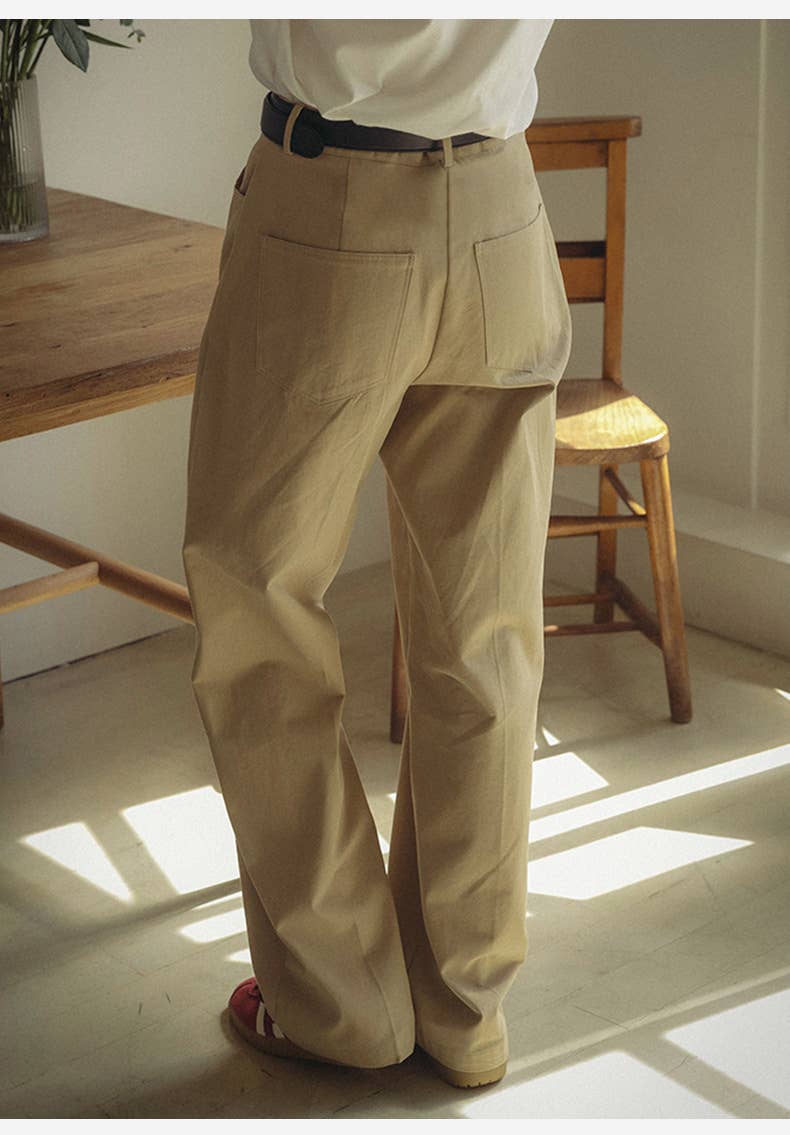 Elegant pure cotton straight-leg pants