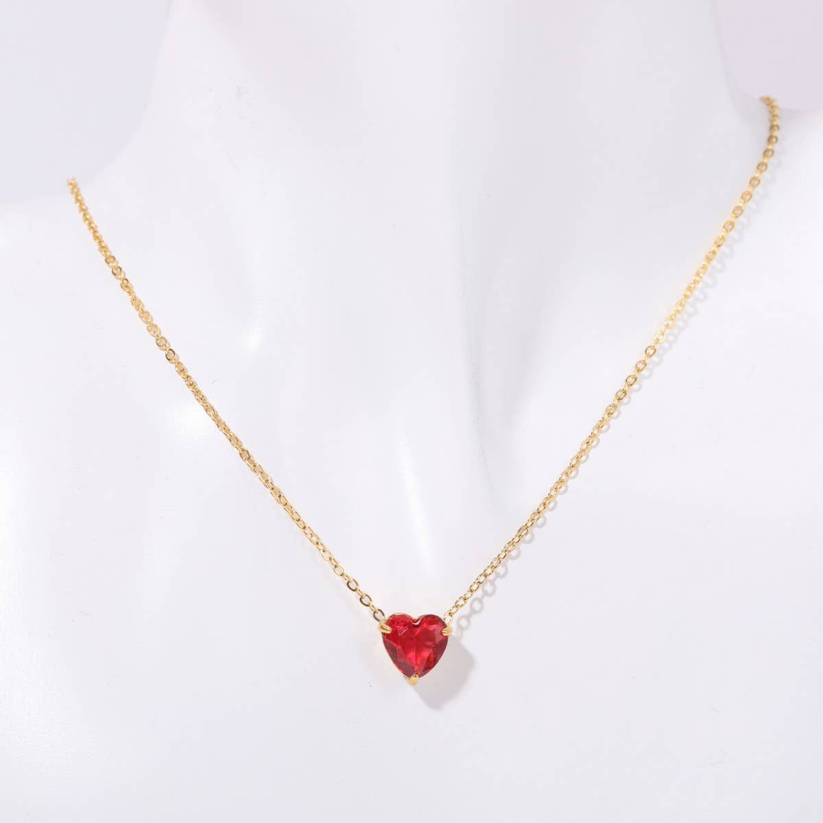 Stainless Steel Birthstone Heart Necklace_CWMM5667