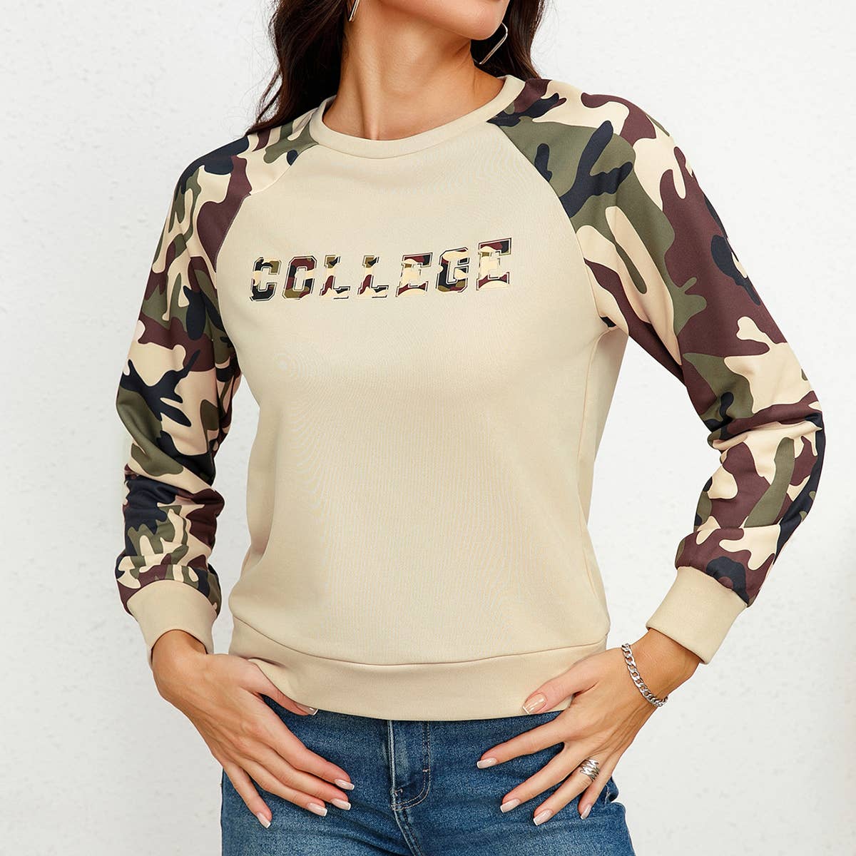 WOMEN'S CASUAL CAMOUFLAGE HOODIE PULLOVER