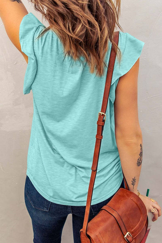 Cwtbls1791_V-Neck Short-Sleeved Loose T-Shirt Top