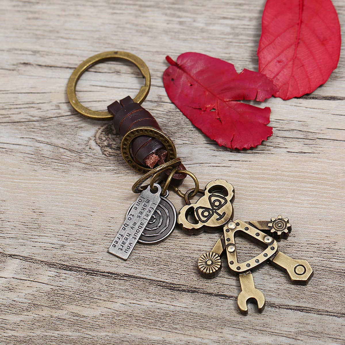 PUNK HAND-WOVEN RETRO ALLOY COWHIDE KEYCHAIN_CWMM4784