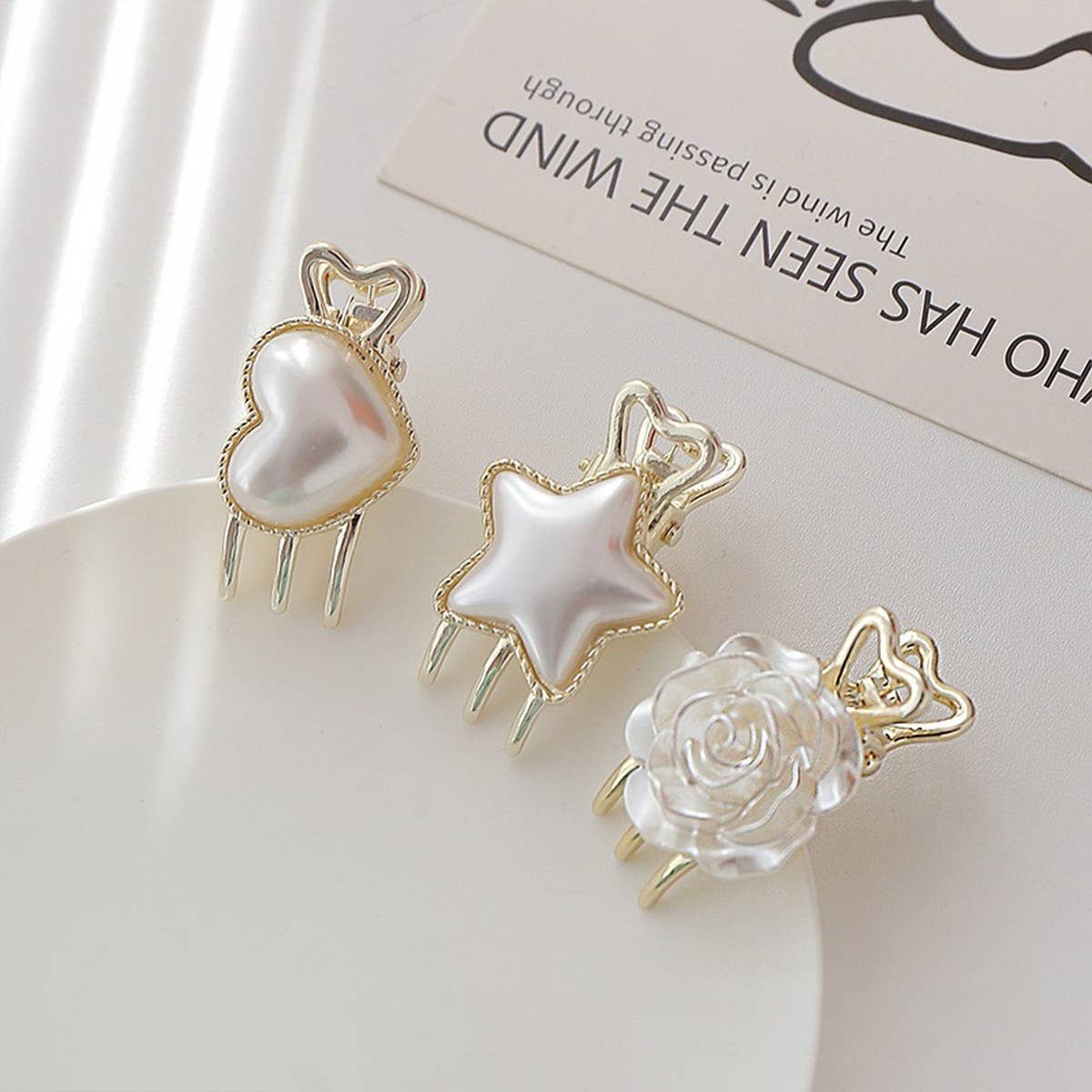 METAL PEARL HAIRPIN BANGS CLIP DUCKBILL CLIP