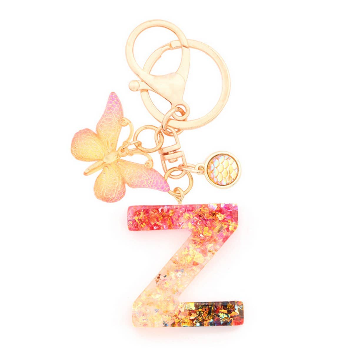 Creative Crystal Letter Keychain with Resin Sequins_CWAB5021