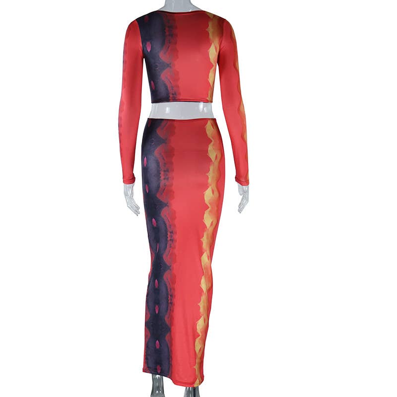 Jumper long sleeve T-shirt skirt two-piece set