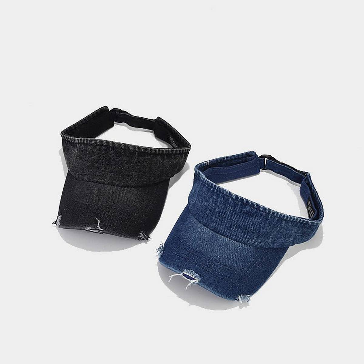 CWAH3175_OUTDOOR RIPPED DENIM TOPLESS SUN VISOR