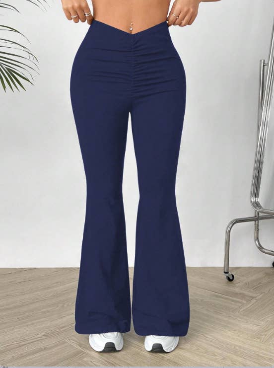 V-shaped waist slimming slightly flared trousers