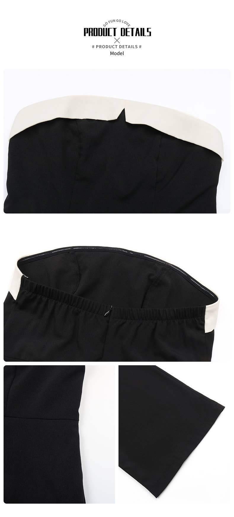 PATCHWORK STRAPLESS SLEEVELESS JUMPSUIT